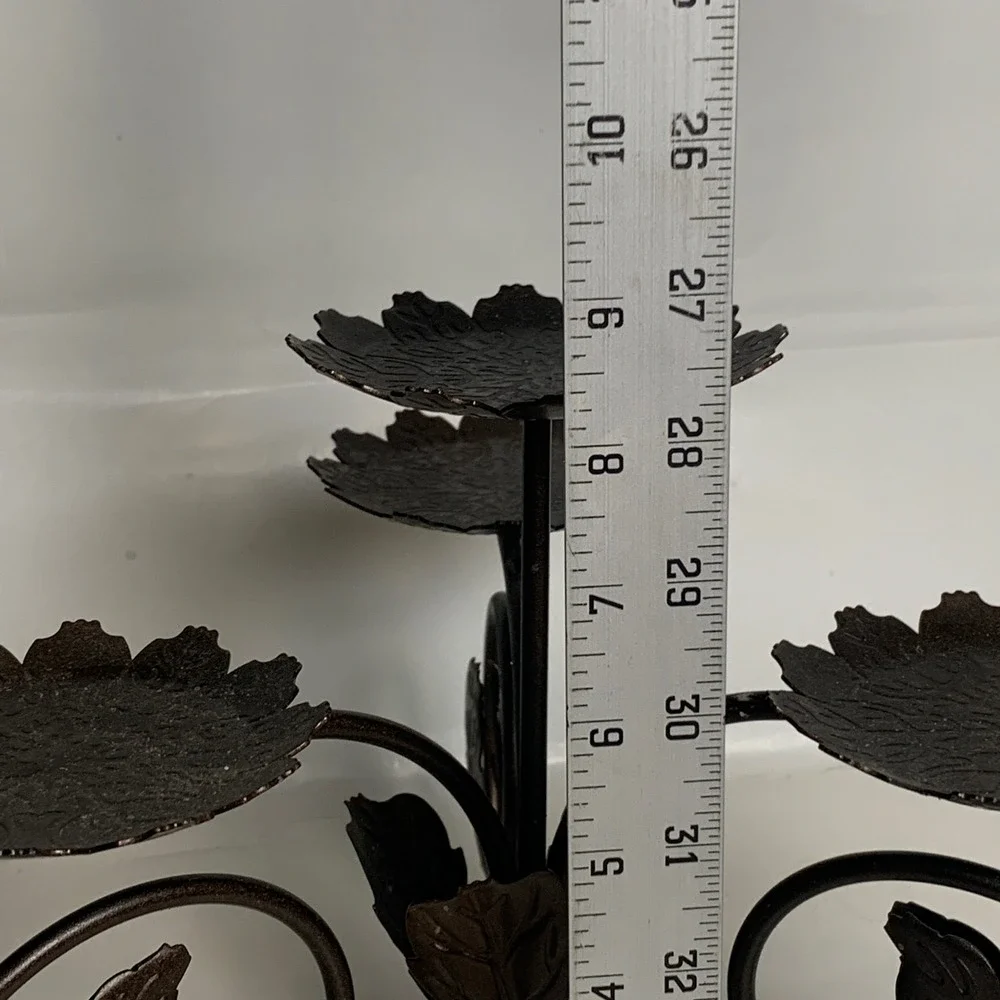 PartyLite Leaf Viking Candle Holder Rustic Bronze Leaf Scroll 4-Tier Metal